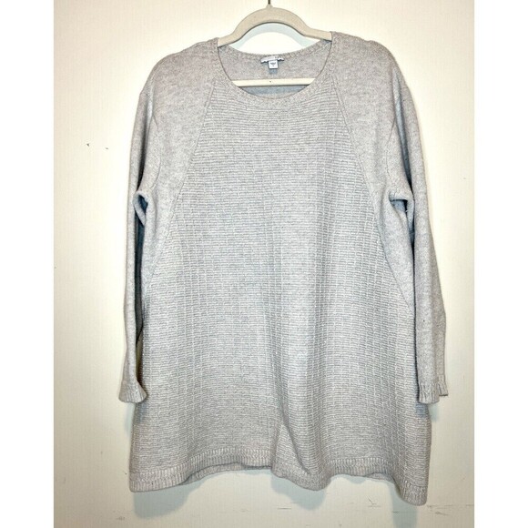 J. Jill Women’s Large Beige Soft Oversized Stretchy Long Knit Tunic Sweater - Picture 2 of 9